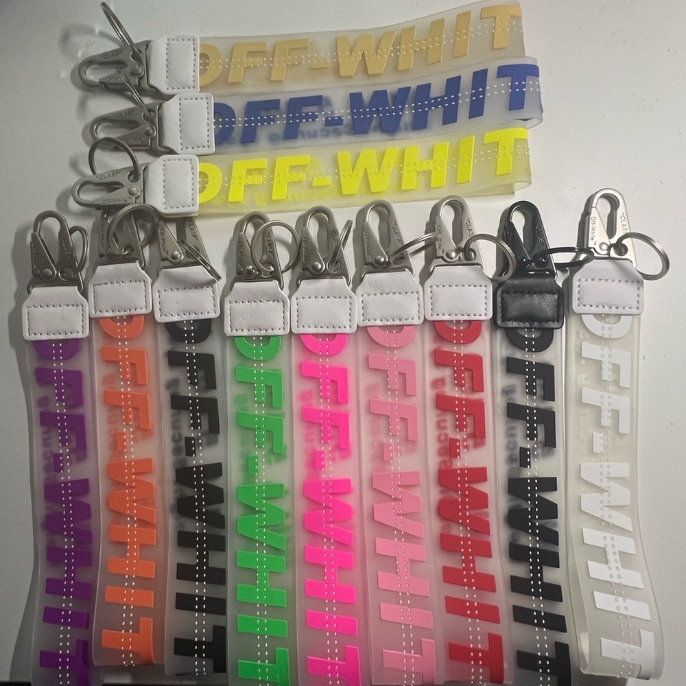 Off-white Lanyard Keychain with industrial clasp (Blue) - Picture 3 of 3